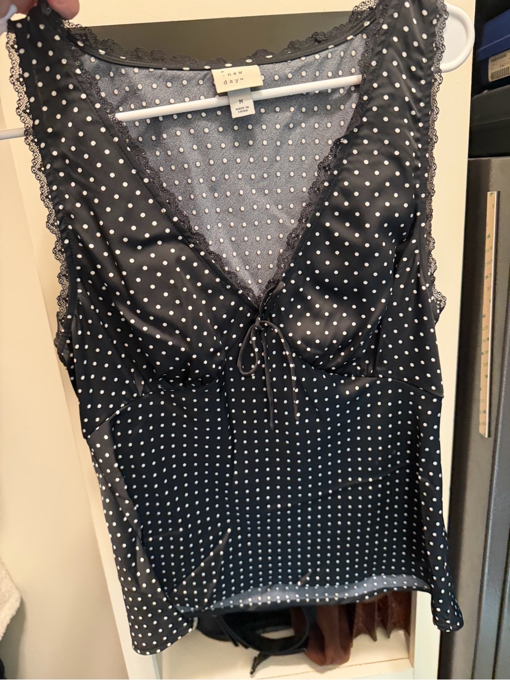 a new day Black Polka Dot Lace-Trim Camisole